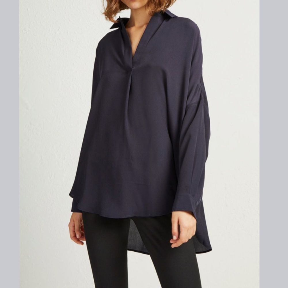 French Connection Crepe Pop Over Blouse Small